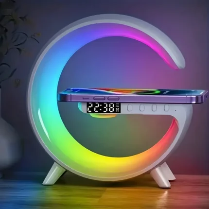 Wireless Speaker with Sunrise Alarm, RGB Rhythm Light, Fast Charging - Tabletop 5.1 Surround Sound, Button Control, USB Type